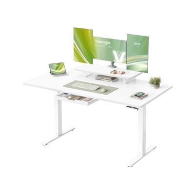 In hoogte verstelbaar bureau met lade en usb poort, wolkenwit / 140 x 70 cm
