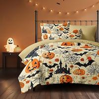 Halloween beige dekbedovertrekset - schattige pompoenprint om uw slaapkamer te versieren - inclusief dekbedovertrek en kussenslopen - zachte en gezellige stof - perfect voor het toevoegen van feestelijke charme aan uw ruimte Lightinthebox