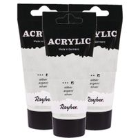 3x tubes zilveren acrylverf/hobbyverf op waterbasis 75 ml