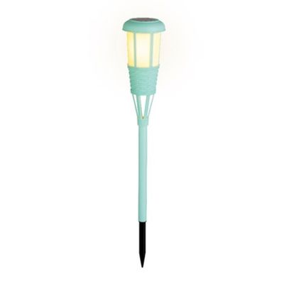 Solar tuinfakkel/tuinlamp turquoise op zonne-energie 61 cm