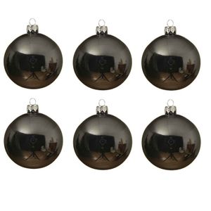 Decoris kerstballen - 6x st - blauw stone - 6 cm - glas - glans