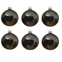 Decoris kerstballen - 6x st - blauw stone - 6 cm - glas - glans - thumbnail