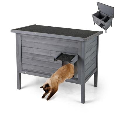Geïsoleerd Kattenhuis voor Buiten Houten Schuilplaats voor Zwerfkatten Dierenverblijf voor Meerdere Katten