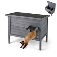 Geïsoleerd Kattenhuis voor Buiten Houten Schuilplaats voor Zwerfkatten Dierenverblijf voor Meerdere Katten