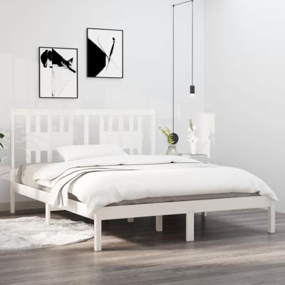 Bedframe massief grenenhout wit 140x200 cm