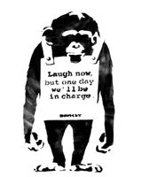 Monkey Laugh Now Banksy Art Print 30x40cm - thumbnail