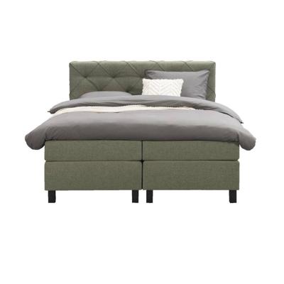 Leen Bakker - Boxspring Liv Geruit - 180x200 Cm - Vierkante Poot - Stof - Groen