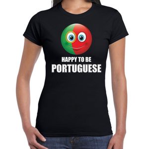 Portugal emoticon Happy to be Portuguese landen t-shirt zwart dames