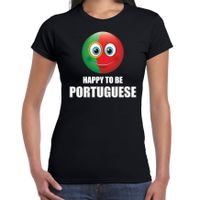 Portugal emoticon Happy to be Portuguese landen t-shirt zwart dames