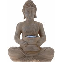 Solar lamp boeddha beeld bruin / grijs 31 cm - thumbnail