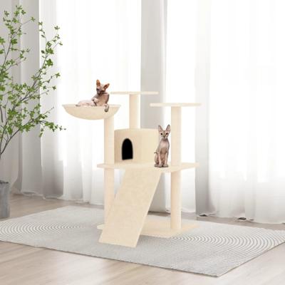 Kattenmeubel met sisal krabpalen 83 cm crmekleurig