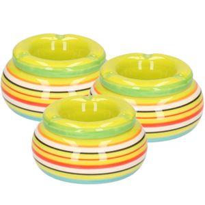 3x stuks asbak in mooie groene kleuren combinatie11 cm