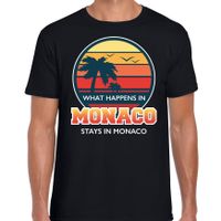 Monaco zomer t-shirt / shirt What happens in Monaco stays in Monaco zwart voor heren