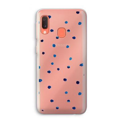 Blauwe stippen: Samsung Galaxy A20e Transparant Hoesje