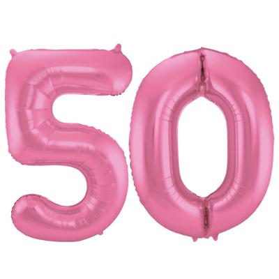 Folat Verjaardag Leeftijd folieballon - 50 jaar - roze - 86 cm - cijferballon groot