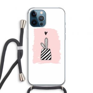 Zwart-wit cactus: iPhone 12 Pro Transparant Hoesje met koord