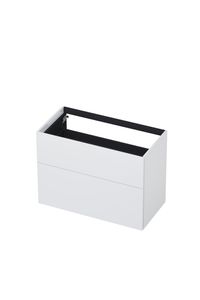INK® wastafelonderkast 2 laden greeploos push to open gelakt 90x45x65cm, mat wit