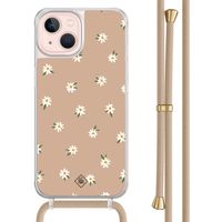 iPhone 13 hoesje met beige koord - Sweet daisies