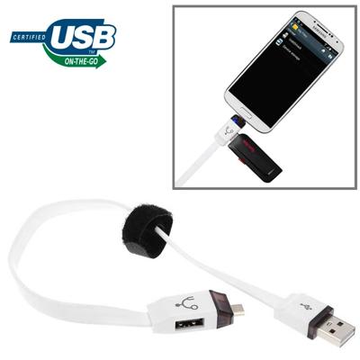 OTG-Y-01 USB 2 0 male naar micro USB Male + USB vrouwelijke OTG oplaad gegevenskabel voor Android-telefoons/Tablets met OTG-functie lengte: 30cm (wit