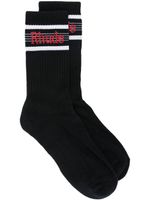 RHUDE chaussettes nervurées à logo en intarsia - Noir