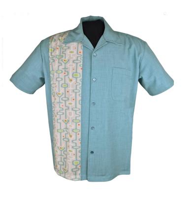 Steady Mod Martini Panel Shirt Aqua-M