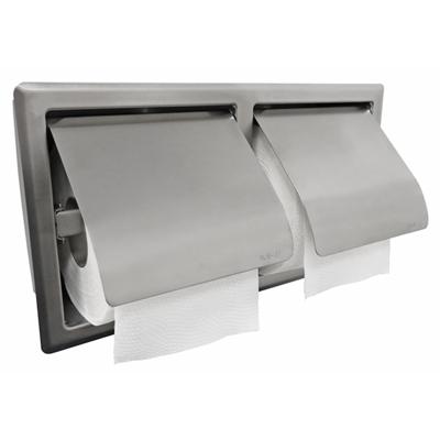 Dubbele Toiletrolhouder Inbouw Boss & Wessing Boston met Klep RVS Boss & Wessing