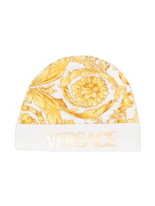 Versace Kids bonnet à imprimé Barocco - Blanc