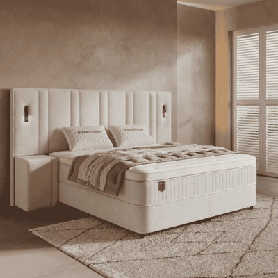 Boxspring Met Opbergruimte Royal XL 180x200 Cm Stevig & 7 Comfortzones & Hoge Instap & Inclusief Leeslampje & Inclusief Nachtkastjes Dreamhouse -