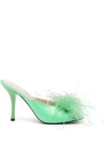 PINKO mules à détails de plumes - Vert