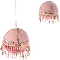 Kerstbal pailletten velvet roze 8 cm 2 assorti | 24 stuks