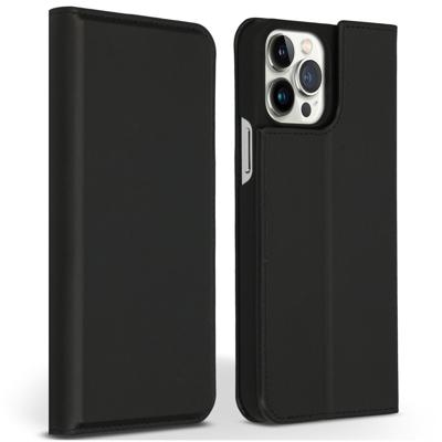 Accezz Premium Leather Slim Book Case voor Apple iPhone 13 Pro Max Telefoonhoesje Zwart