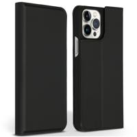 Accezz Premium Leather Slim Book Case voor Apple iPhone 13 Pro Max Telefoonhoesje Zwart
