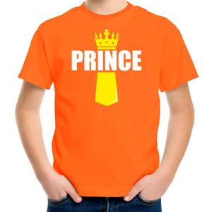 Koningsdag t-shirt Prince met kroontje oranje voor kinderen