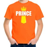 Koningsdag t-shirt Prince met kroontje oranje voor kinderen - thumbnail