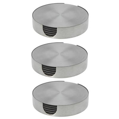 Bellatio Design Onderzetters - 18x - zilver - rvs - 10 cm - rond - schuimlaag