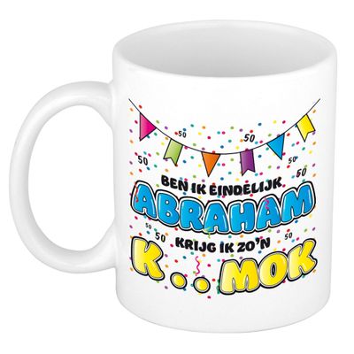 Verjaardag cadeau mok 50 jaar - Abraham - keramiek - 300 ml