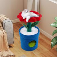 Zoete Kattenboom met Kattenhol Kittens Toren met Gevoerde Bloemen-uitkijkpunt Rood