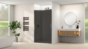 Schuifdeur Van Rijn Products ST09 Aan Vast Deel 180x200 cm 8 mm Rookglas Softclose Incl. Beslag Geborsteld Gunmetal