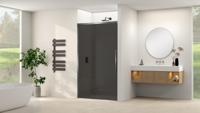 Schuifdeur Van Rijn Products ST09 Aan Vast Deel 180x200 cm 8 mm Rookglas Softclose Incl. Beslag Geborsteld Gunmetal
