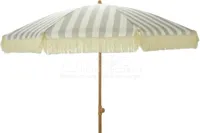Strandparasol Streep Taupe-Wit Ø200cm