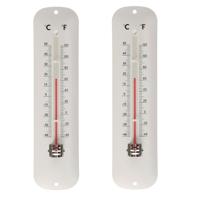 Thermometer wit voor binnen en buiten - 2x - Weermeters en buitenthermometers - 5 x 19 cm