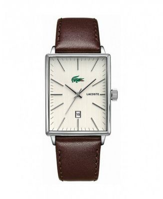 Lacoste horlogeband 2010468 / 2010465 Leder Bruin 22mm + bruin stiksel