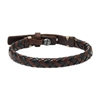 Fossil JA5932716 Armband staal/leder bruin-zwart