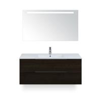 Seville Badmeubelset 120 cm - 2 laden Black Oak Edge - Wastafel Enjoy Enkel - met Sence Spiegel