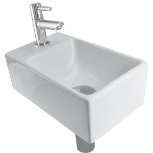 Wiesbaden Fonteinset Rhea XXS met Fontein Links - Glans Wit - Kraan - Sifon - Afvoerplug - Chroom