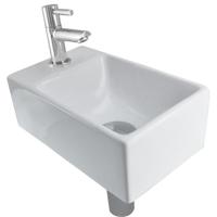 Wiesbaden Fonteinset Rhea XXS met Fontein Links - Glans Wit - Kraan - Sifon - Afvoerplug - Chroom