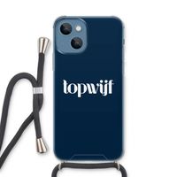 Topwijf Navy: iPhone 13 Transparant Hoesje met koord