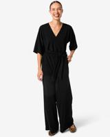 HEMA Damesjumpsuit Esther met overslag glitter zwart (zwart)