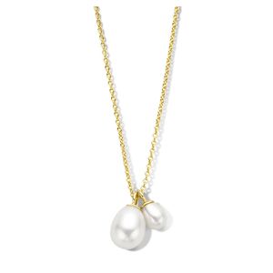 Ketting Parels zilver-zoetwaterparel goudkleurig-wit 42-46 cm