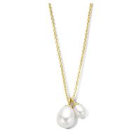 Ketting Parels zilver-zoetwaterparel goudkleurig-wit 42-46 cm - thumbnail